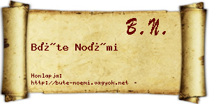 Büte Noémi névjegykártya